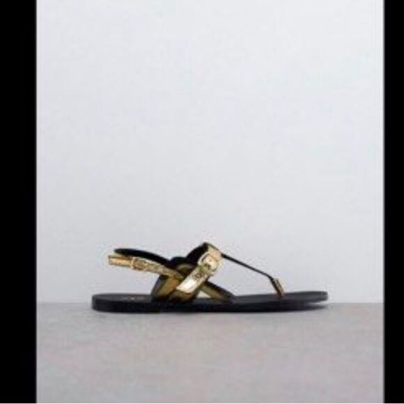 ZARA FLAT METALLIC SANDALS - Picture 8 of 9
